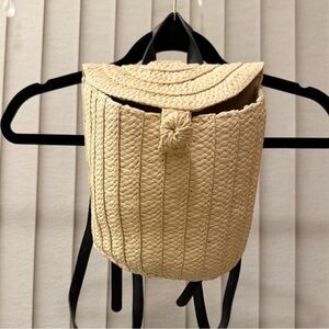 Woven Straw Backpack - Cream